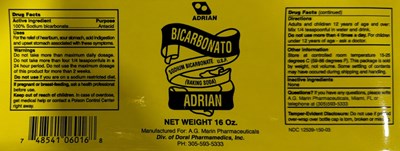 Label 16 Fl Oz (Adrian Bicarbonato 16 Oz)
